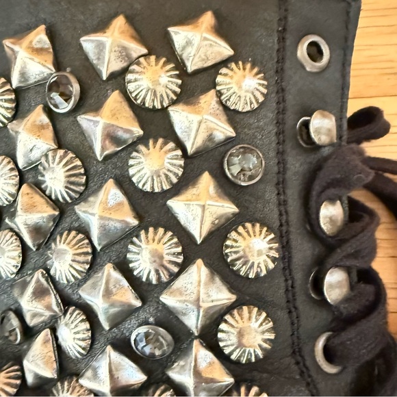 Ash Black Combat Boots with Silver Studs - Picture 5 of 13